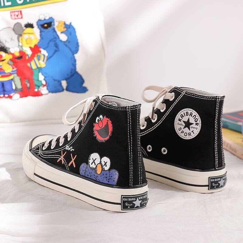 FGN Converse Sesame Street giày vải cao cổ nữ phiên bản hàn quốc ulzzang thủy triều graffiti wild ins sneakers nữ