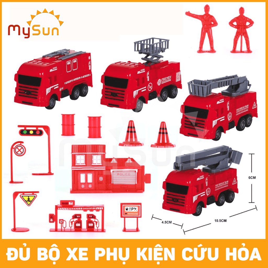 Bộ mô hình xe đồ chơi CÔNG TRÌNH cho bé trai: Cần cẩu, Xe Ben, Xe Tải, Trộn bê tông – MySun