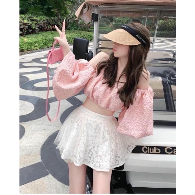 Áo trễ vai ullzang phong cách tiểu thư. Áo hở vai tay bồng basic.Shyncloset