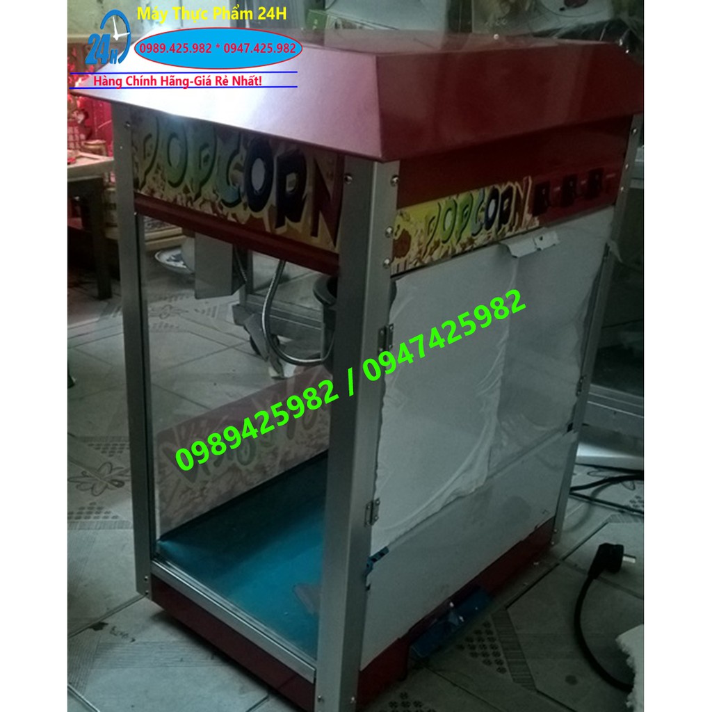 Máy nổ ngô tủ kính chạy điện 220v hàng có mái che
