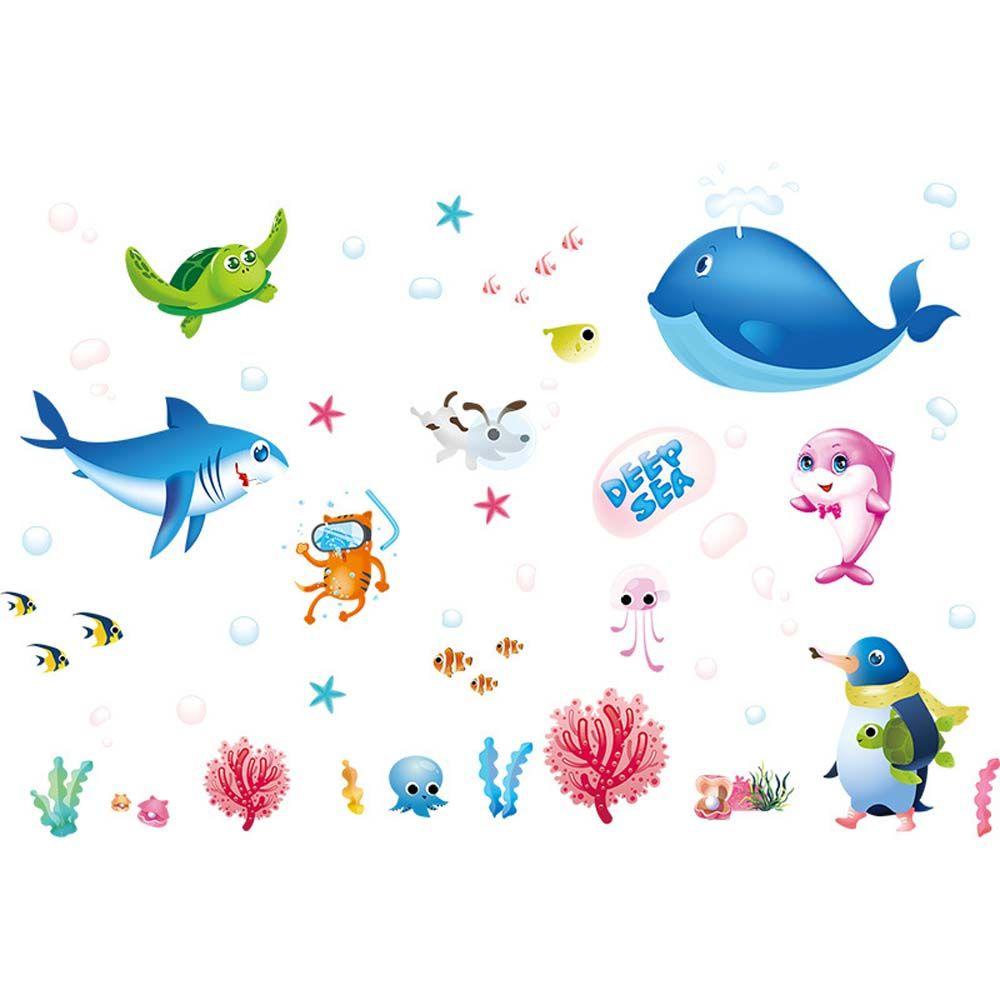 Sticker Dán Tường Chống Thấm Nước 70 * 50cm Họa Tiết Đại Dương Dùng Trang Trí Phòng Trẻ Nhỏ