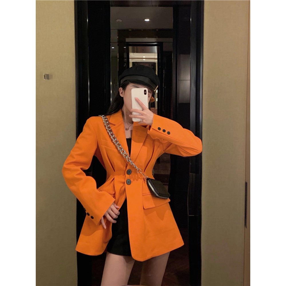 (Hàng Đẹp)Ảnh thật 6 hình cuối-HC114.Áo blazer thu đông nhún eo sành điệu kiểu mới