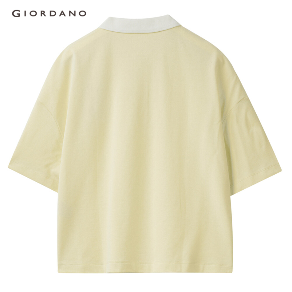 Áo Thun Polo Nữ GIORDANO 05311392 Ngắn Tay Co Giãn Màu Sắc Tương Phản | BigBuy360 - bigbuy360.vn