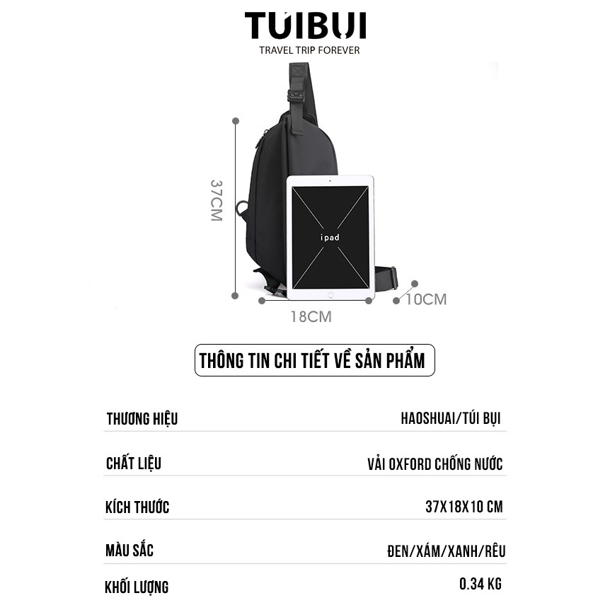 Túi đeo chéo hông trước ngưc·nam chất liệu vải Oxford cao cấp chống nước phong cách Hàn Quốc - TB05