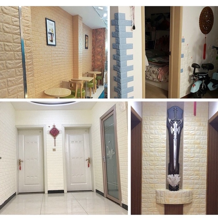 Miếng dán tường giả gạch 3D chống thấm nước trang trí nhà cửa DIY