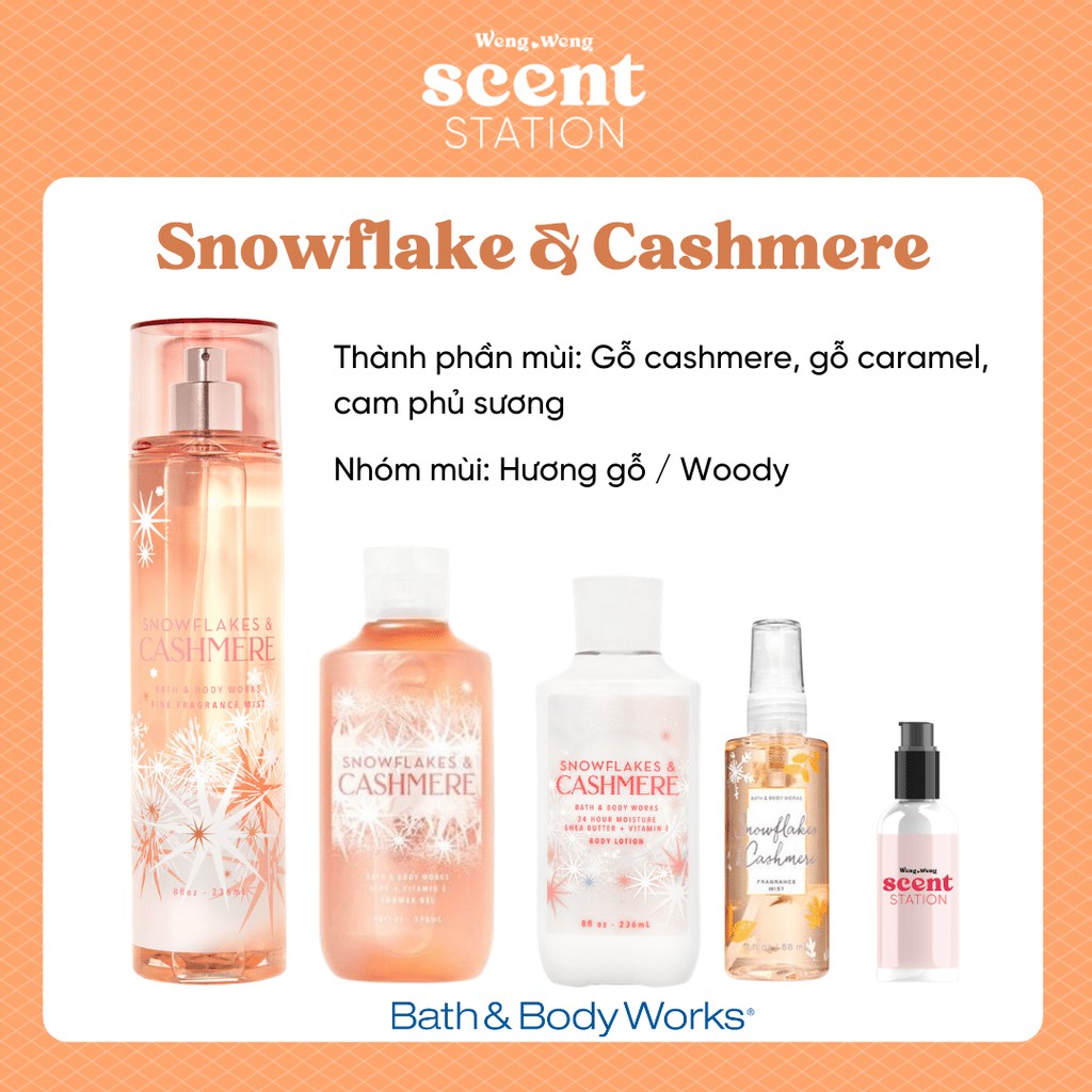 Bộ Sản Phẩm Chăm Sóc Cơ Thể Toàn Diện BBW mùi Snowflake & Cashmere