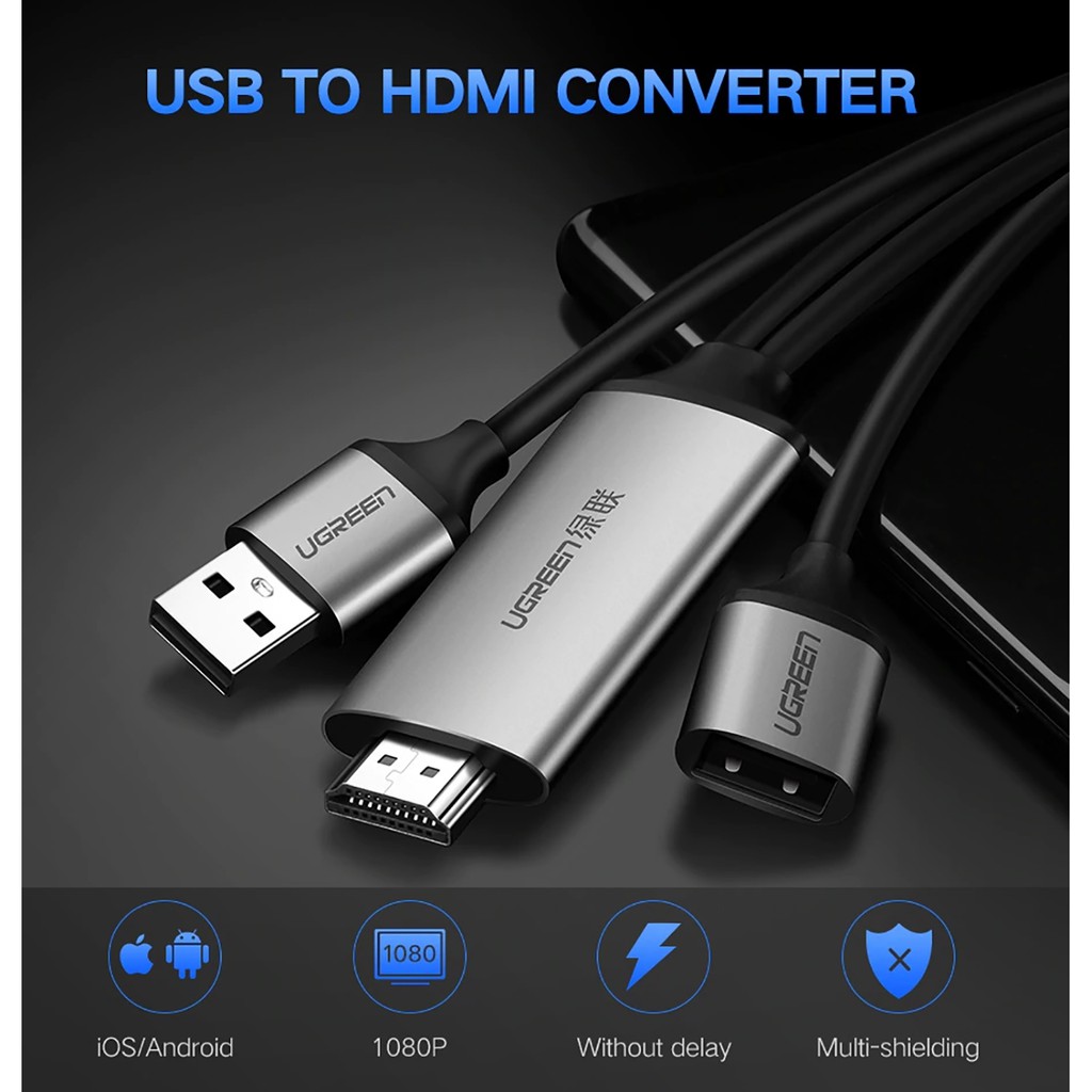 Dây Cáp kết nối Điện Thoại đến Tivi, Máy Chiếu có cổng HDMI hỗ trợ độ phân giải FullHD /UGREEN 50291