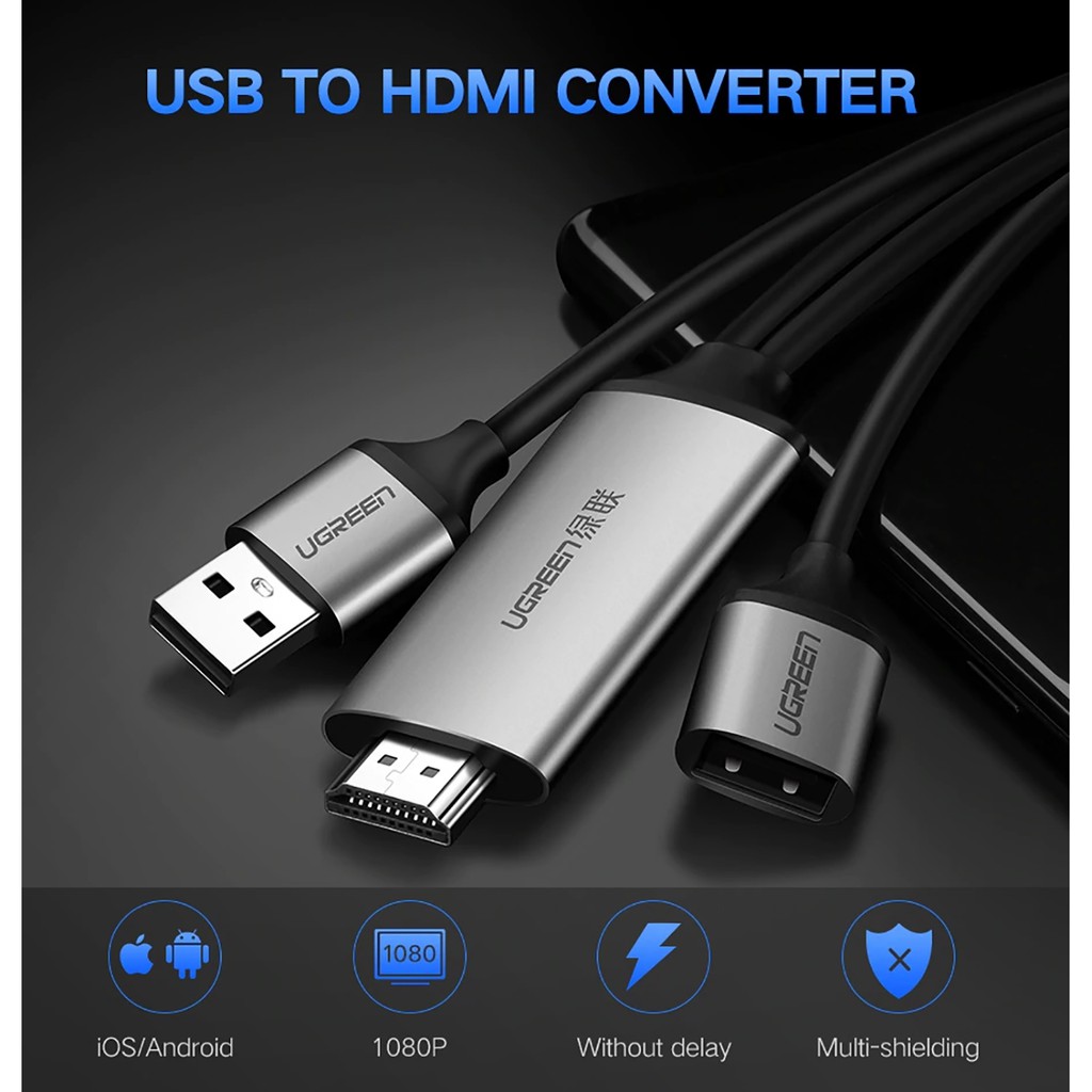 Dây cáp kết nối Điện Thoại với Tivi, Máy Chiếu có cổng HDMI hỗ trợ độ phân giải FullHD