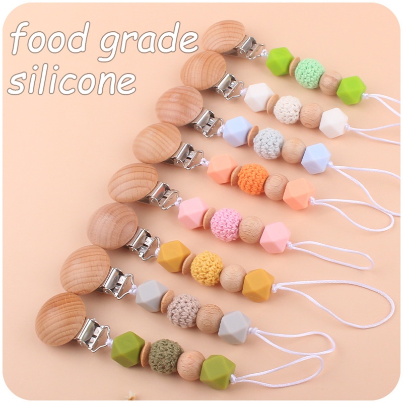 Núm Ti Giả Bằng Silicone Không BPA Thoải Mái Có Chuỗi Kẹp Tiện Lợi Dành Cho Em Bé