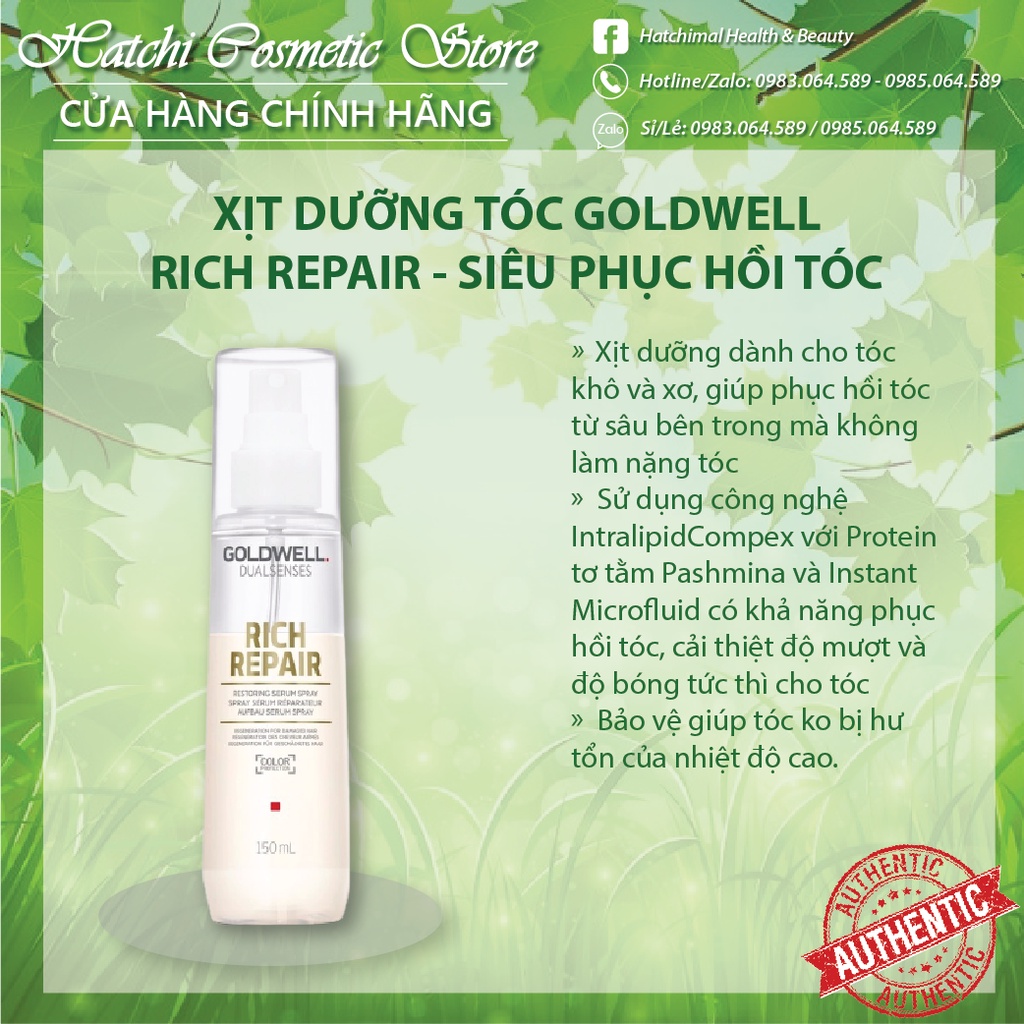 [ GOLDWELL ] XỊT DƯỠNG TÓC GOLDWELL RICH REPAIR RESTORING 150ML - CHÍNH HÃNG