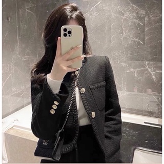 Áo Dạ Lửng Cổ Tròn 2 Lớp Màu Đen Trắng QCCC