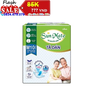 TÃ DÁN NGƯỜI LỚN SUNMATE SIZE M10 - VÒNG BỤNG 62-107CM - BỊCH 10 MIẾNG