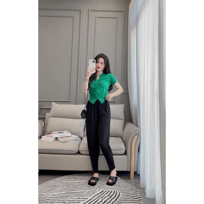 Áo cổ xích rúm ngực vạt xinh