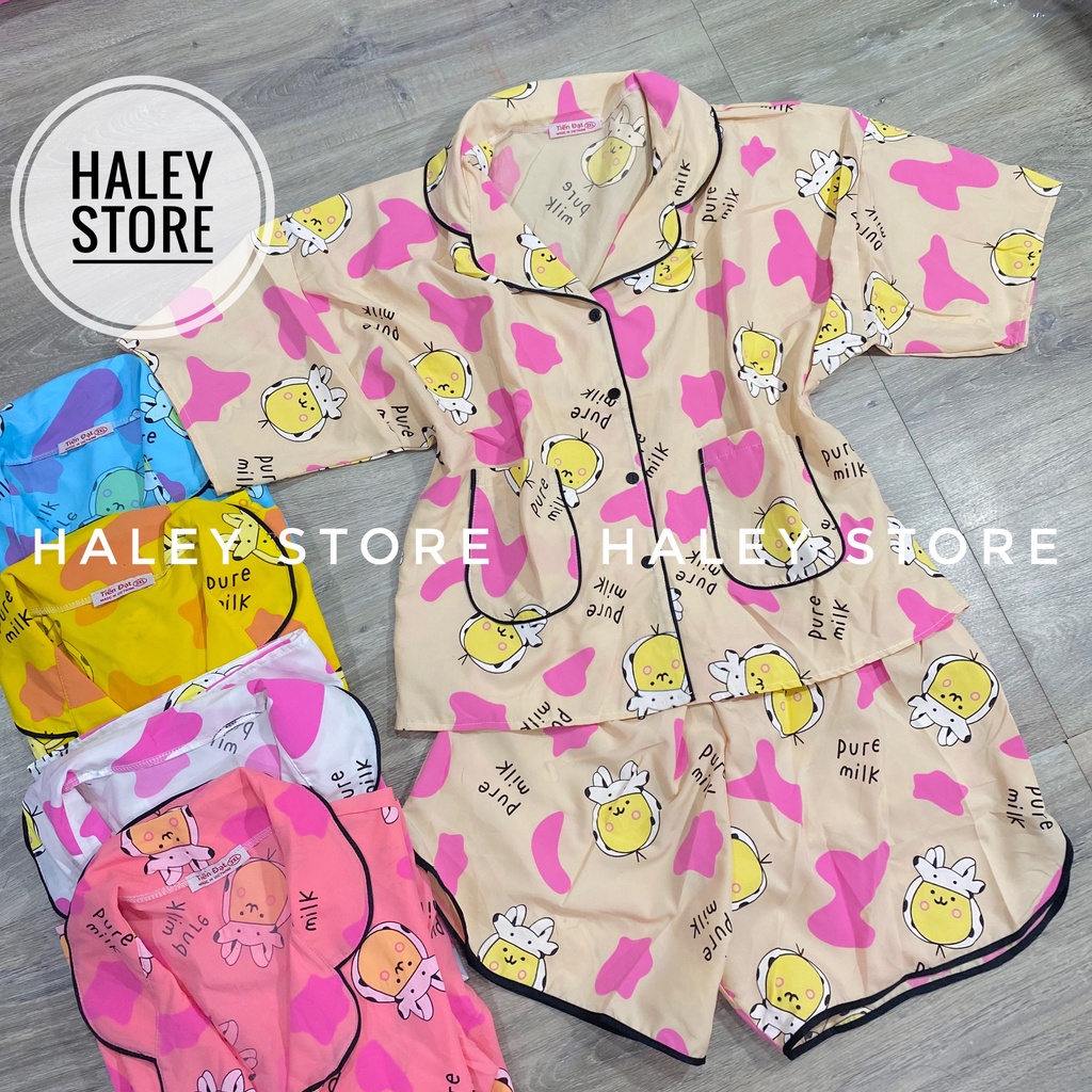 Pyjama lụa tiểu thư tay ngắn quần ngắn xinh xịn nhiều hình hot đồ ngủ đồ mặc nhà tiện lợi mềm đẹp | BigBuy360 - bigbuy360.vn