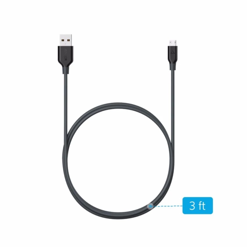 [TRỢ GIÁ] Cáp sạc siêu bền ANKER Powerline Micro-USB 0.9m cho Android (Xám)