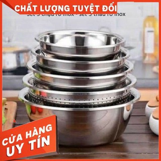 Bộ 5 tô inox các cỡ từ to đến nhỏ của nội địa Trung xuất Nhật