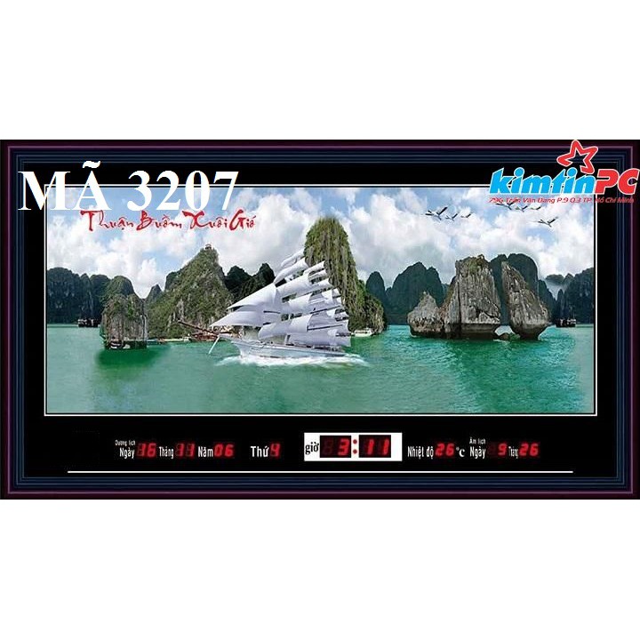 Lịch vạn niên – Tranh suối – Đồng hồ - Khổ 55x100cm - mã 3207