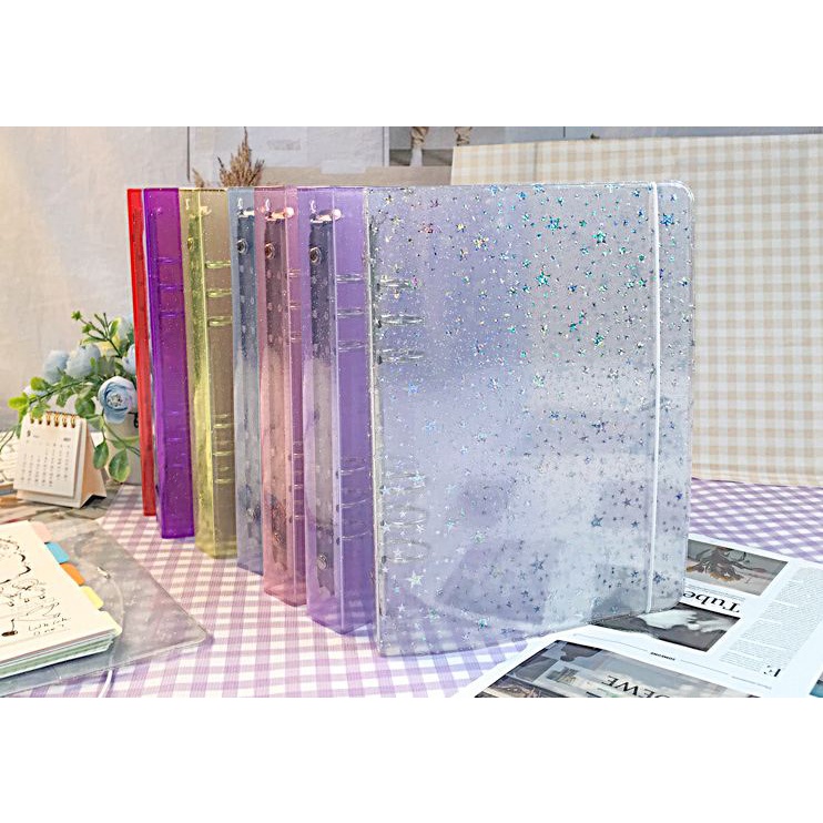 Bìa Sổ Còng Ruột Giấy Refill A4 A5 B5 Binder Nhiều Màu Trong Suốt Lấp Lánh Dụng Cụ Bullet Journal Timo VPBL2