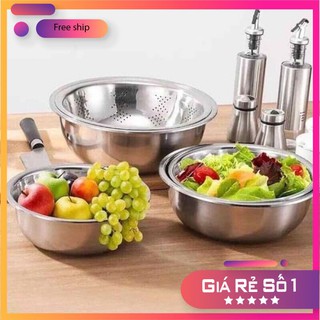Bộ 5 tô và rổ inox, bộ đựng đồ, bộ tô inox.