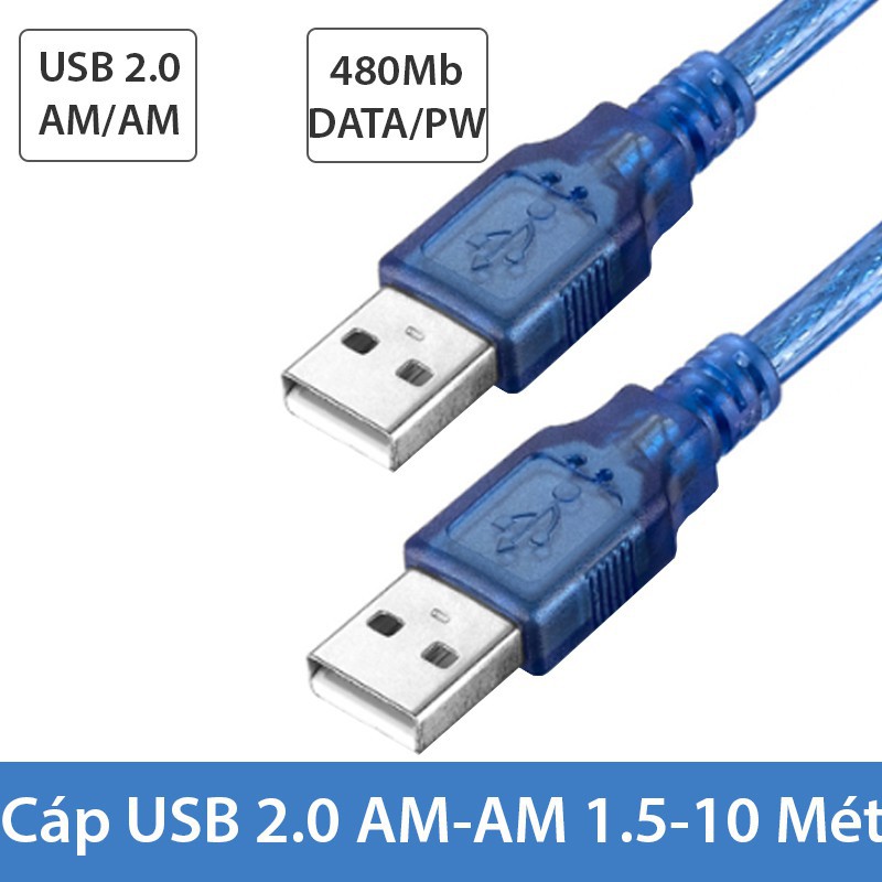 Dây cáp 2 đầu USB | Cáp USB 2 đầu đực chiều dài 30Cm(màu xanh) | BigBuy360 - bigbuy360.vn