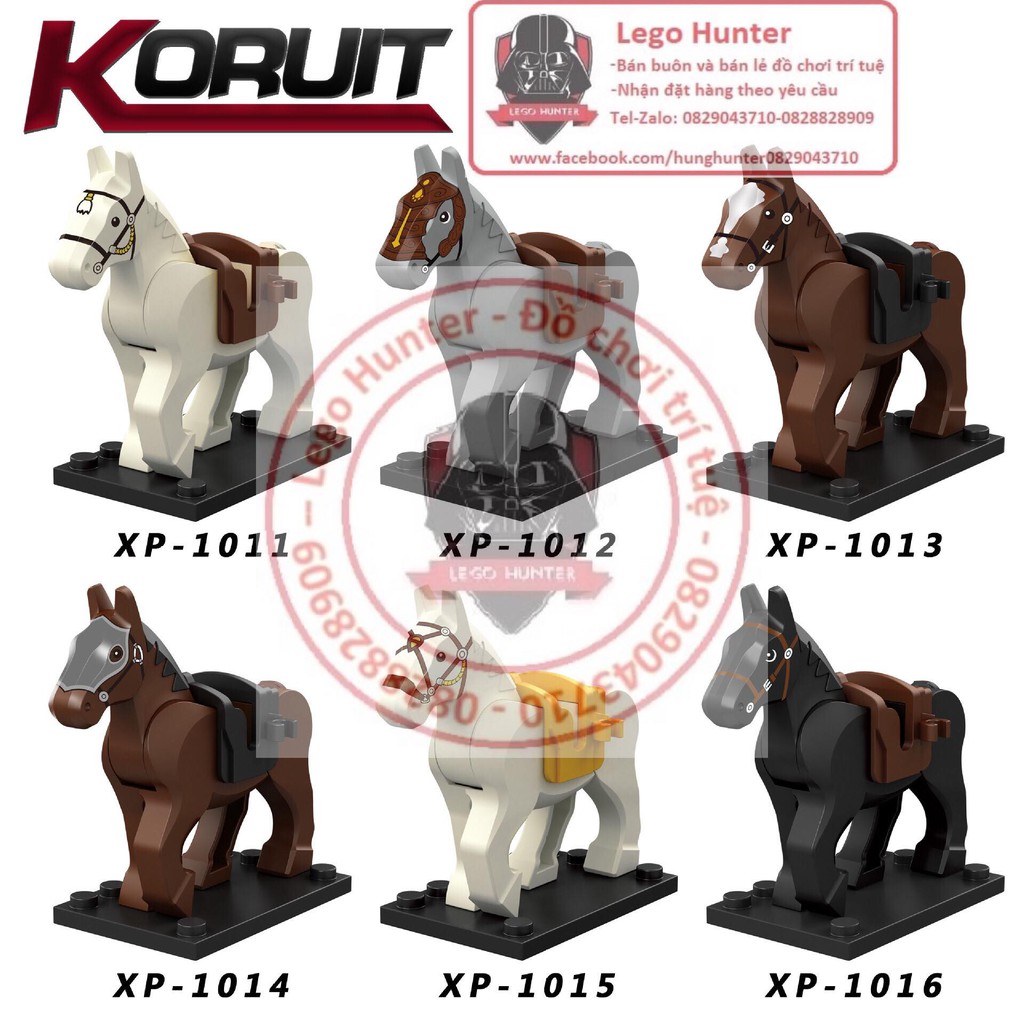 Koruit XP 1011 - 1016 Minifigures Horse Ngựa chiến trung cổ các loại