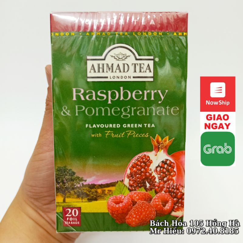 [T10/2024] Trà Ahmad Tea vị Lựu, Mâm Xôi hộp 20 gói - Raspberry &amp; Pomegranate