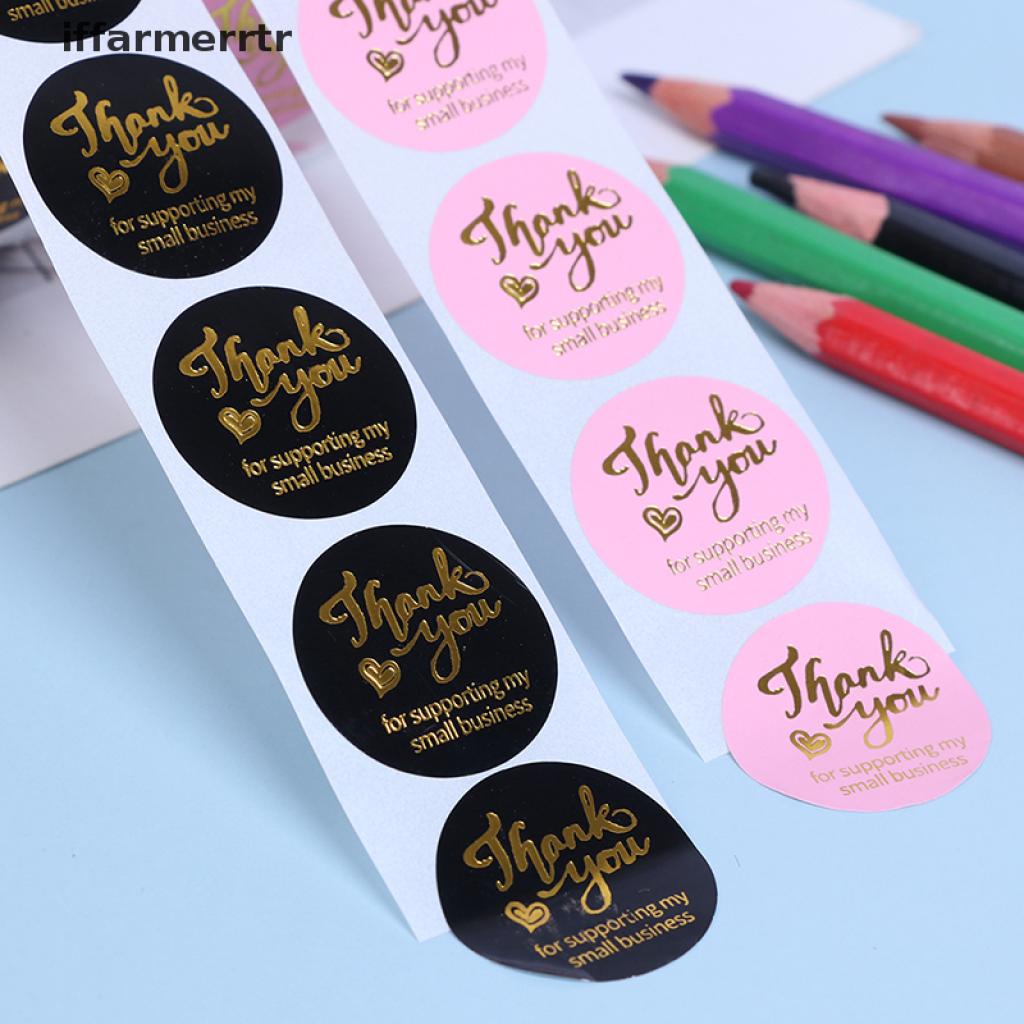 {iffarmerrtr} 500pcs Thank you sticker wedding decor seal hot stamping pink black round label hye