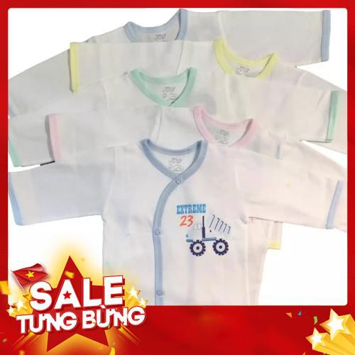 (Hàng loại 1) Combo 5 Áo Tay Dài Cài Xéo Màu Trắng JOU (100% Cotton Cao Cấp)