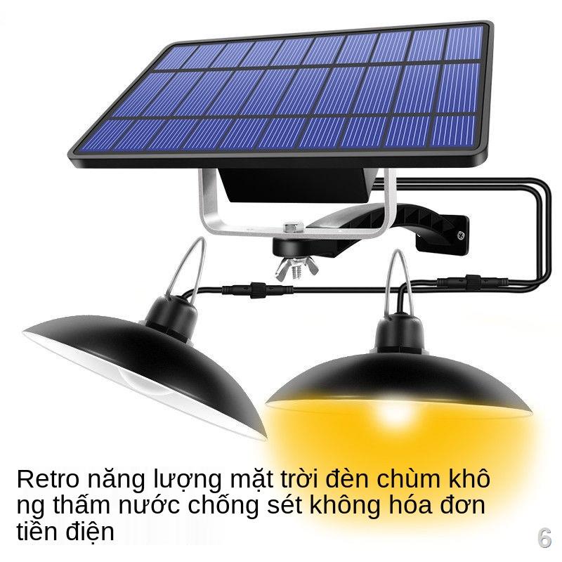 VĐèn năng lượng mặt trời hai đầu chia đôi đèn chùm trong nhà ngoài trời sân trong không thấm nước Đèn đường trong nhà bó