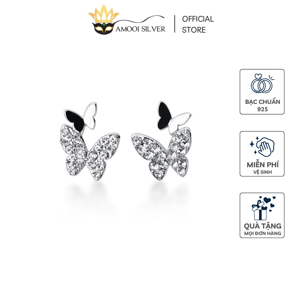 Bông tai bạc S925 đôi bướm - Amooi Silver AB179