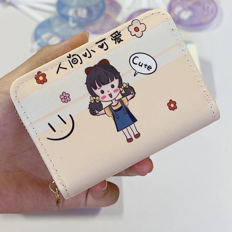 [Cô Gái] Ví nữ ngắn nhiều ngăn hình cô gái đáng yêu, đơn giản December08.store
