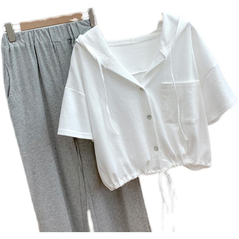 Áo Thun Cotton Tay Ngắn Có Mũ Trùm Đầu Phong Cách Đường Phố Mùa Hè Cho Bé Gái 7-13 Tuổi