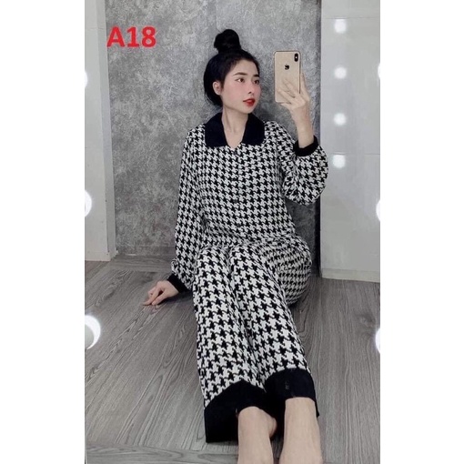 Bộ ngủ- đồ ngủ pijama cổ sen kate lụa loại 1 yêu luôn