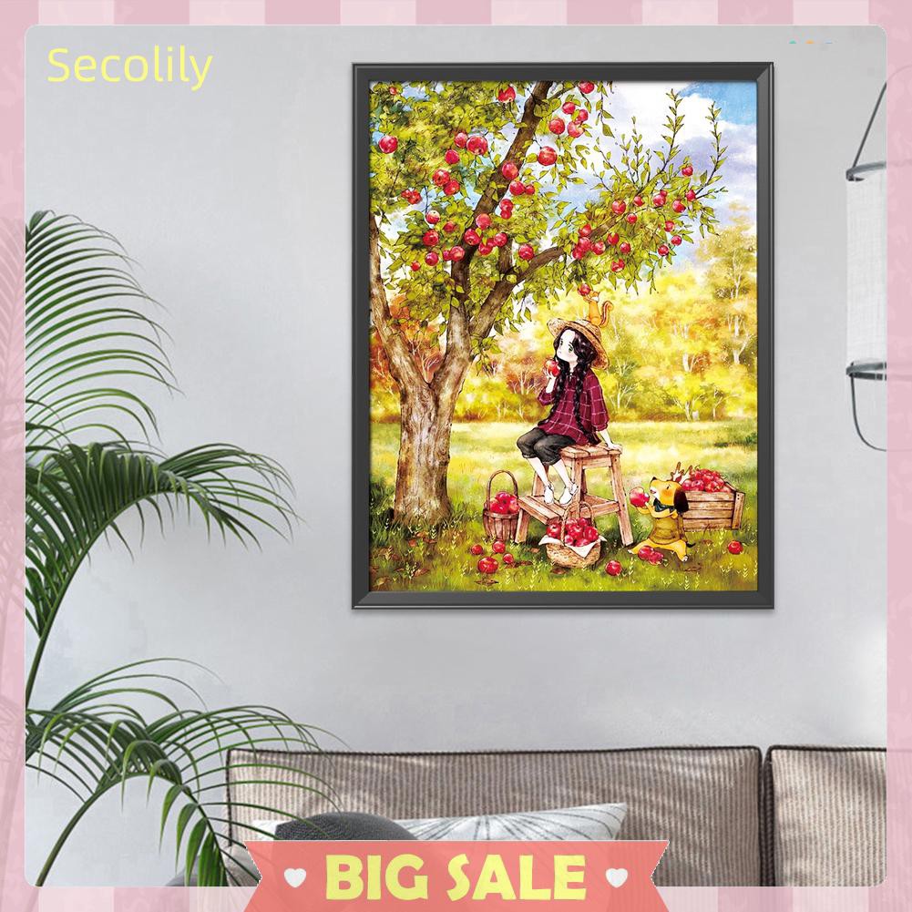 Bộ Tranh Thêu Chữ Thập Hình Cô Gái Tự Làm 53x72cm