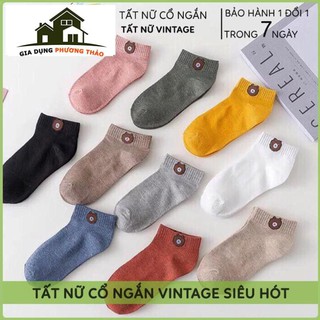 💕vua giá sỉ💕 tất nữ gấu cổ ngắn vintage, tất ngắn cổ co giãn, năng động khử mùi