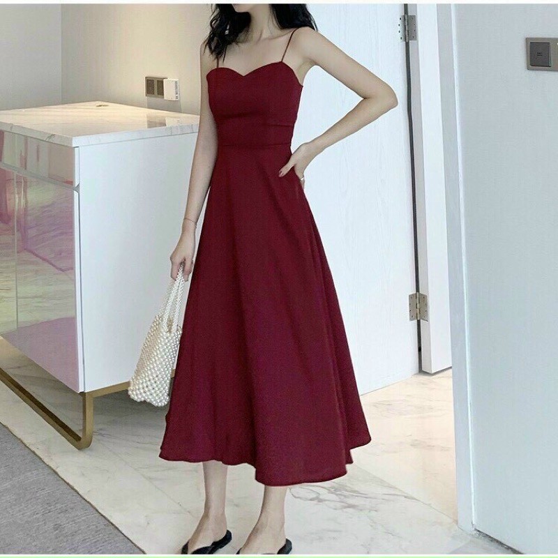 [Ảnh Thật] Đầm Xoè Dài 2 Dây Cúp Ngực Vải Mềm Rủ Mát Váy Dài Du Lịch Dạ Hội Siêu Đẹp Trẻ Trung Cực Tôn Dáng Trend 2021