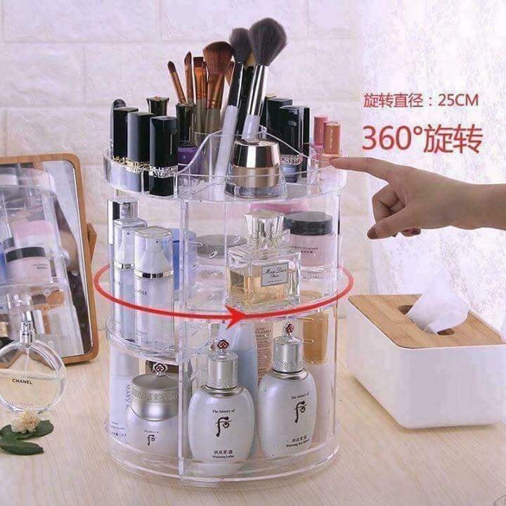 🌼 Kệ đựng mỹ phẩm xoay 360 độ.