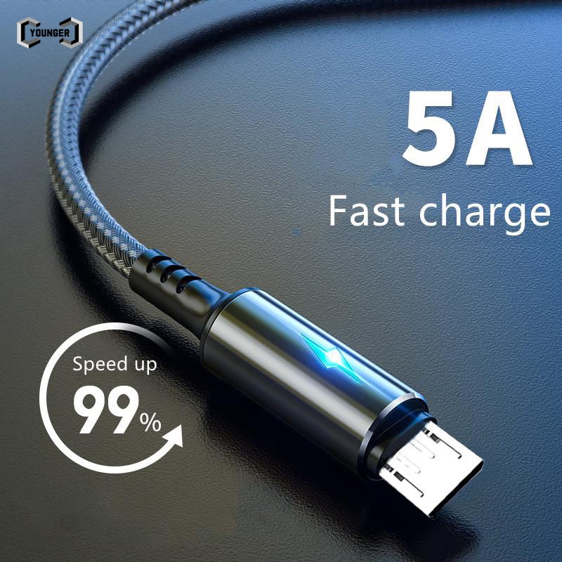 Cáp Sạc Nhanh 5a Cổng Micro Usb Type c Có Đèn Led Cho Điện Thoại