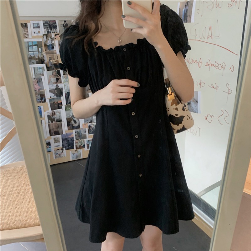 Đầm Perty cổ vuông thời trang Pháp xinh xắn dành cho nữ