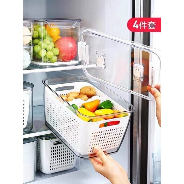 hộp đựng thực phẩm có kèm rổ và ngăn chia
