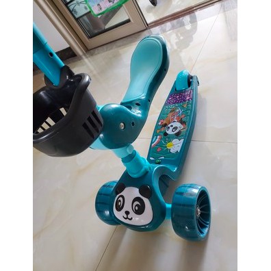 Xe Scooter, Xe Chòi Chân Cho Bé 3 In 1 Có Đèn Có Nhạc, Bánh Xe To Êm Kèm Ghế