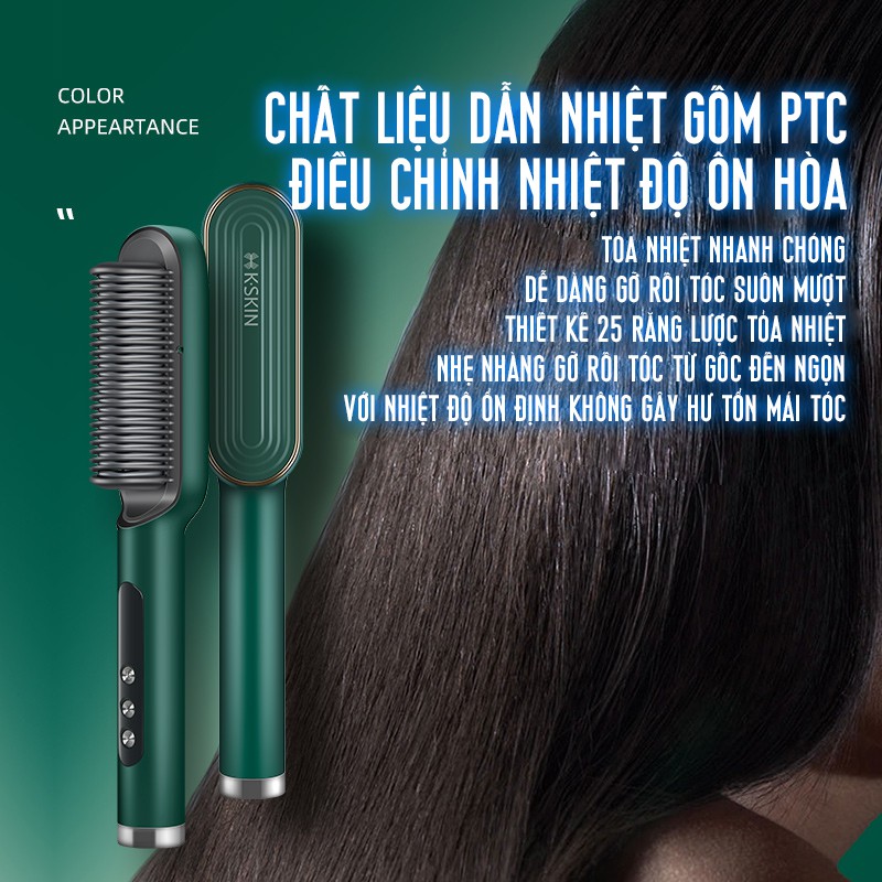 Lược điện làm thẳng, uốn tóc KSKIN KD380K, 45W220V, công nghệ ion âm chăm sóc tóc