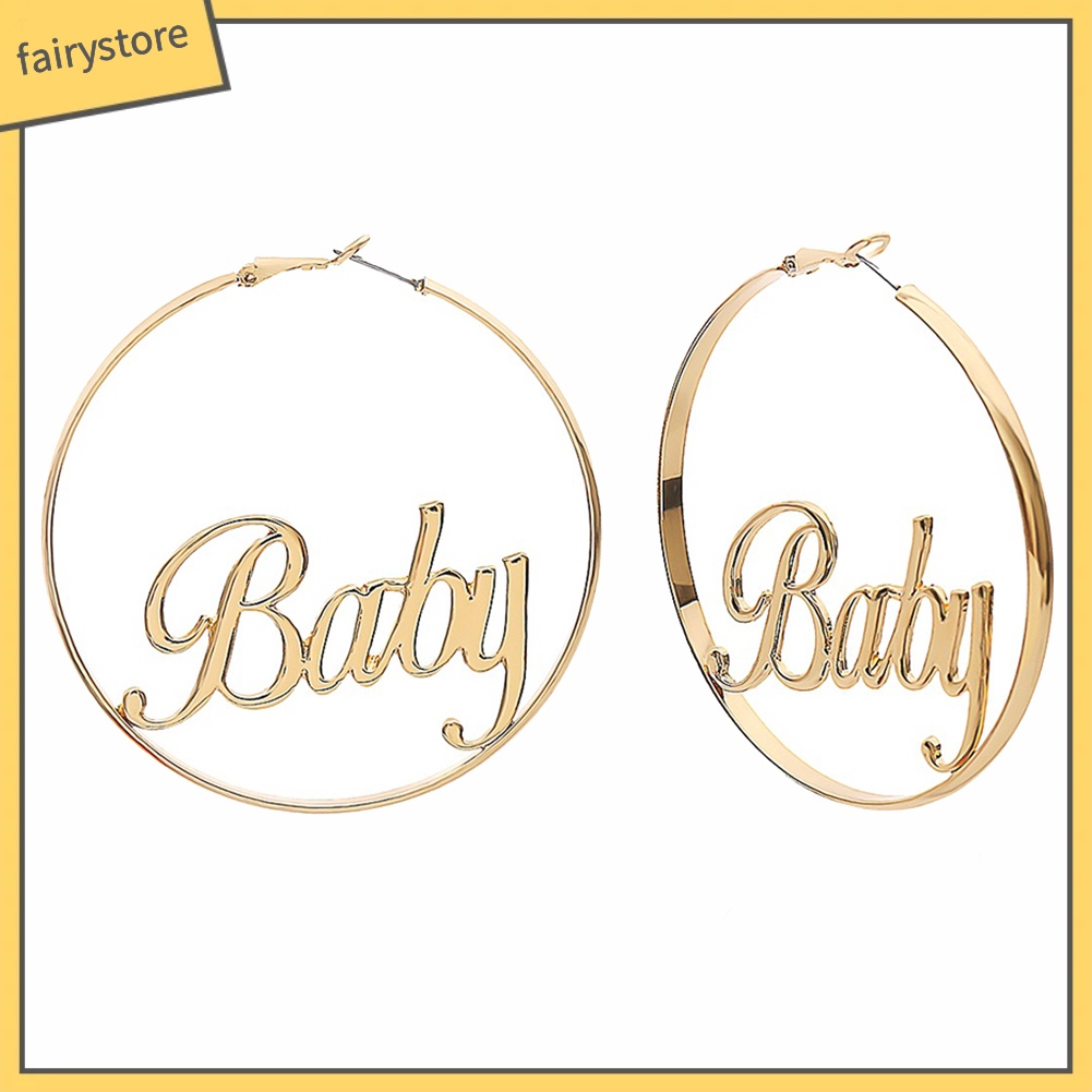 Khuyên tai hình tròn có chữ thời trang cá tính dành cho nữ