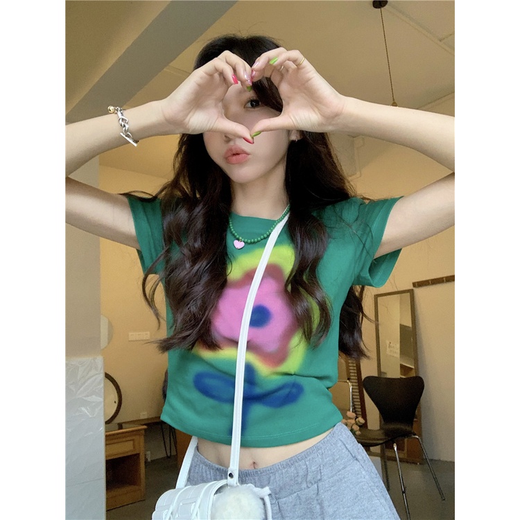 Áo Thun Ngắn Tay In Họa Tiết Hoa Thời Trang Mùa Hè Cho Nữ