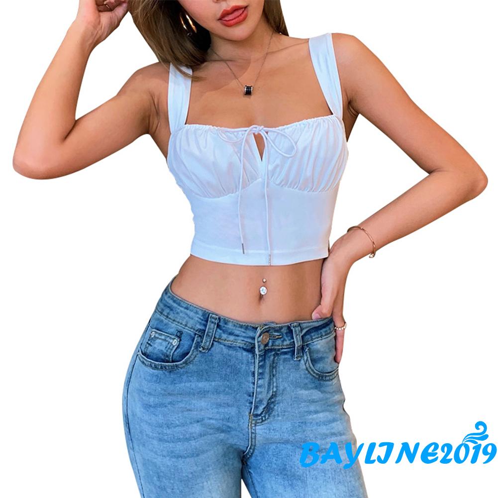 Áo Lửng Hai Dây Màu Trơn Gợi Cảm Cho Nữ