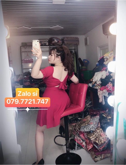 [Shop bigsize nữ] ĐẦM RÚT NGỰC HỞ LƯNG #bigsize 65-85kg - Shop Táo Đỏ Bigsize