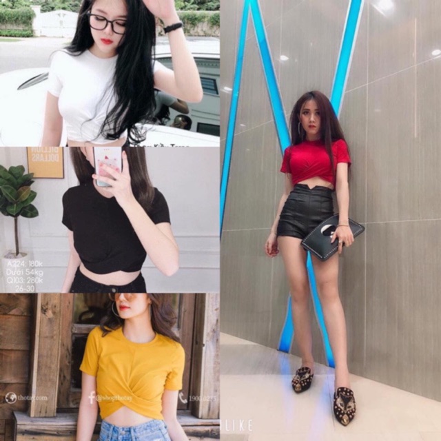 Áo phông dáng croptop Xoắn Eo  (kèm ảnh thật,video)
