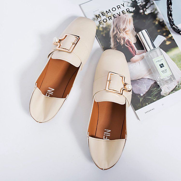 Giày Búp Bê Da Mũi Vuông Thời Trang Mùa Thu 2019 Dành Cho Nữ