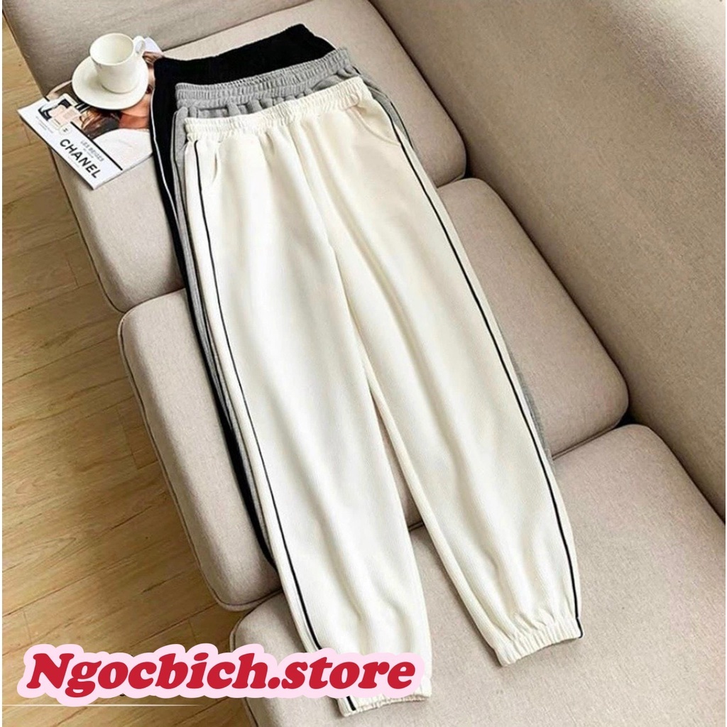Quần jogger thể thao dày dặn chất tổ ong phong cách Ulzzang, quần bomber nữ