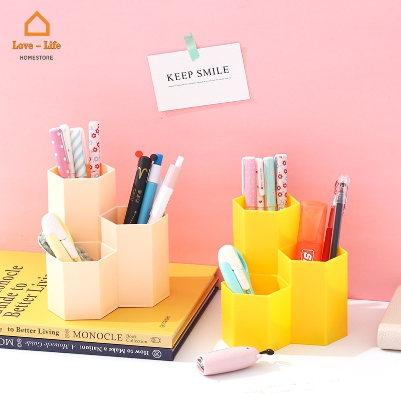 Giá Đỡ Bút Hình Lục Giác Sức Chứa Lớn Đa Năng Có 5 Màu Tiện Dụng